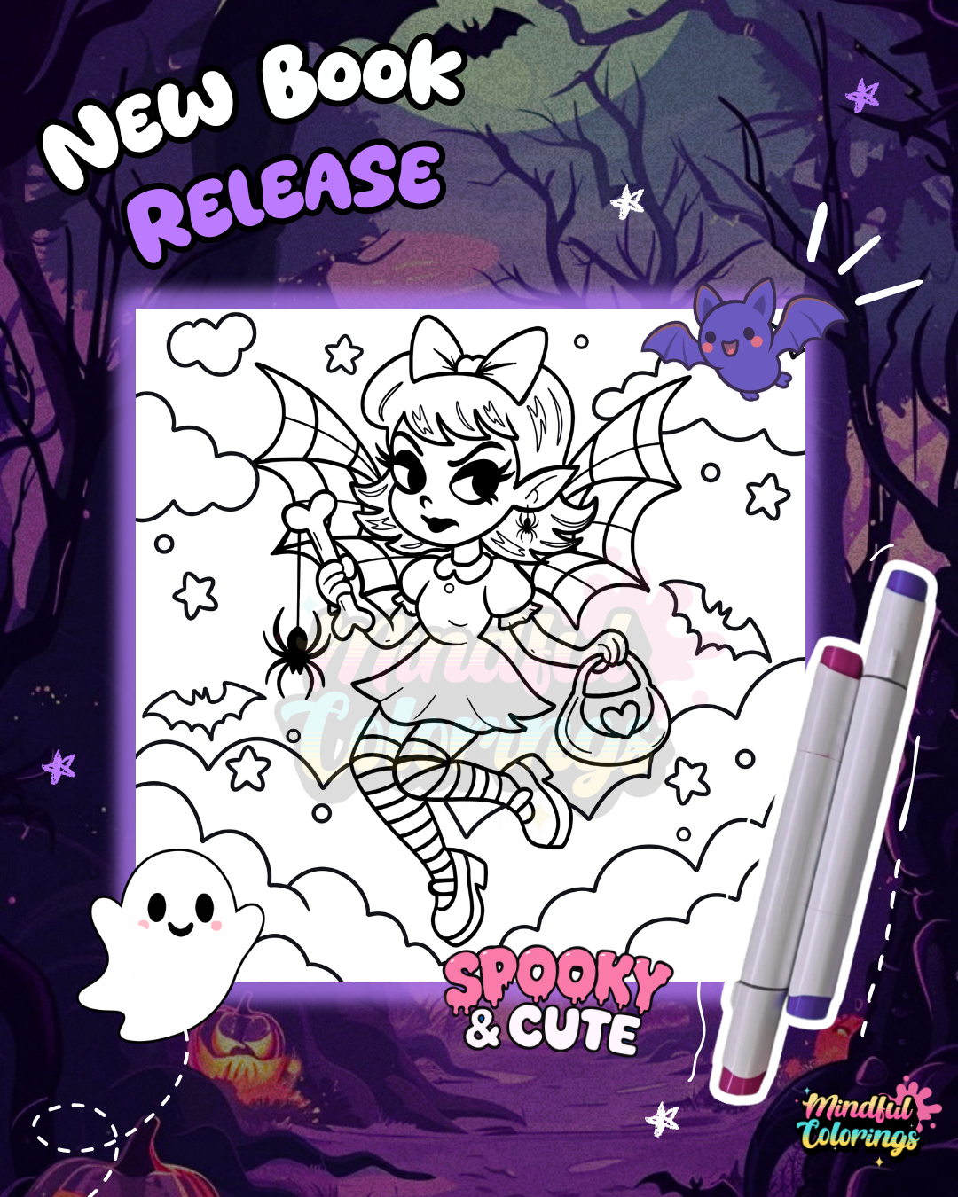 Spooky & Cute Coloring Book