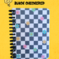 Checkered notebook with flowers on a yellow background, featuring the brand 'Black Checkered'.