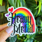 Sticker with  a pride rainbow and 'Heavy Metal' text overtop