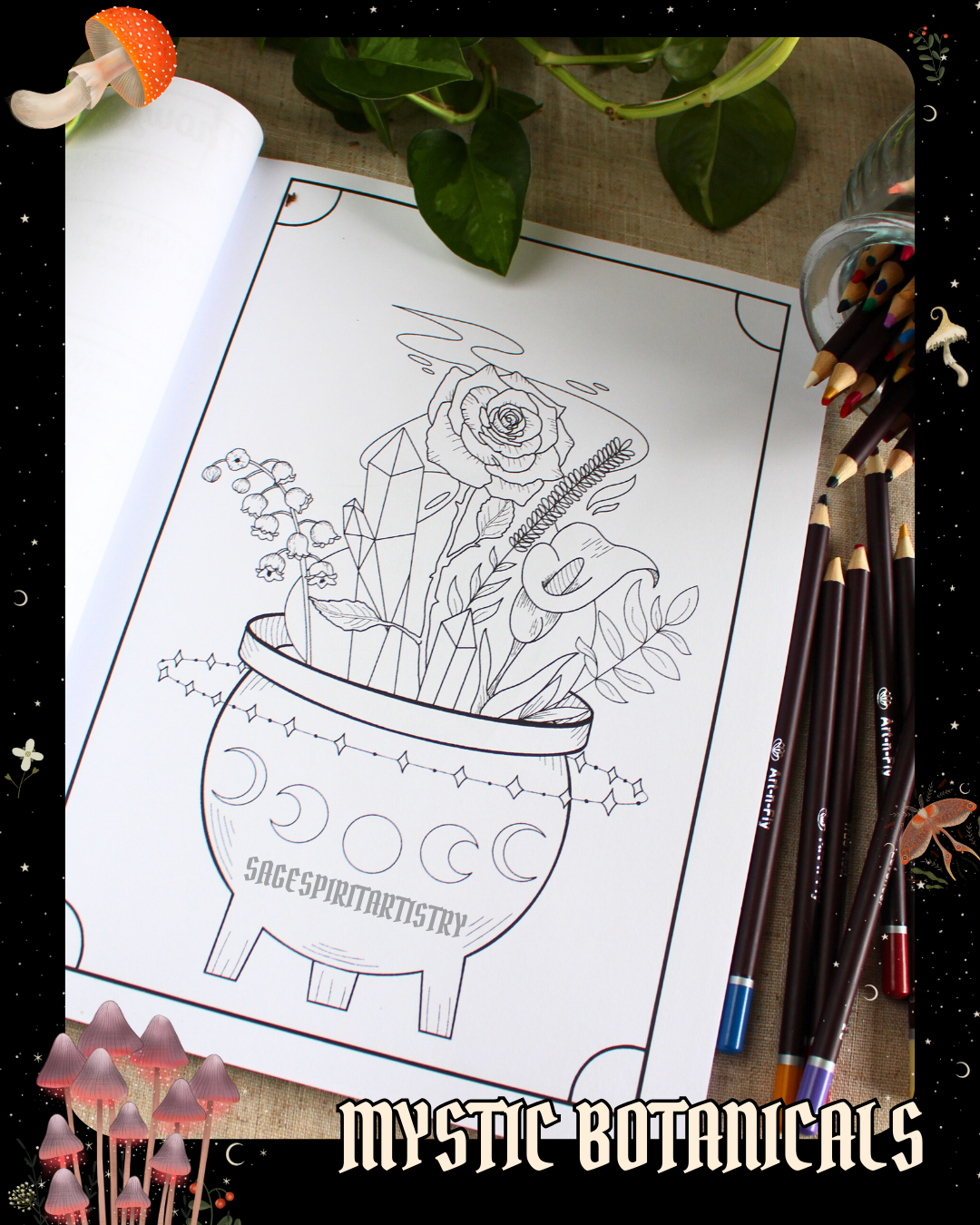 Anxiety Colouring Journal: Mystical Botanical
