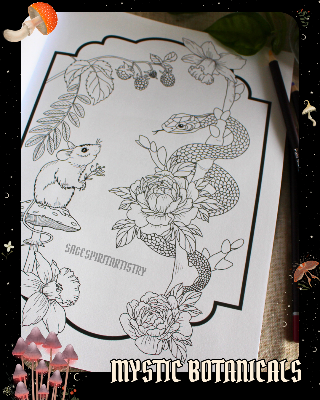 Anxiety Colouring Journal: Mystical Botanical