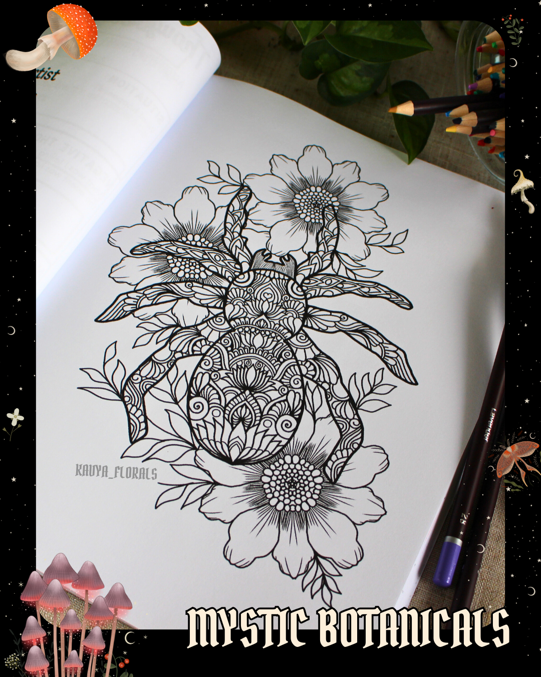 Anxiety Colouring Journal: Mystical Botanical
