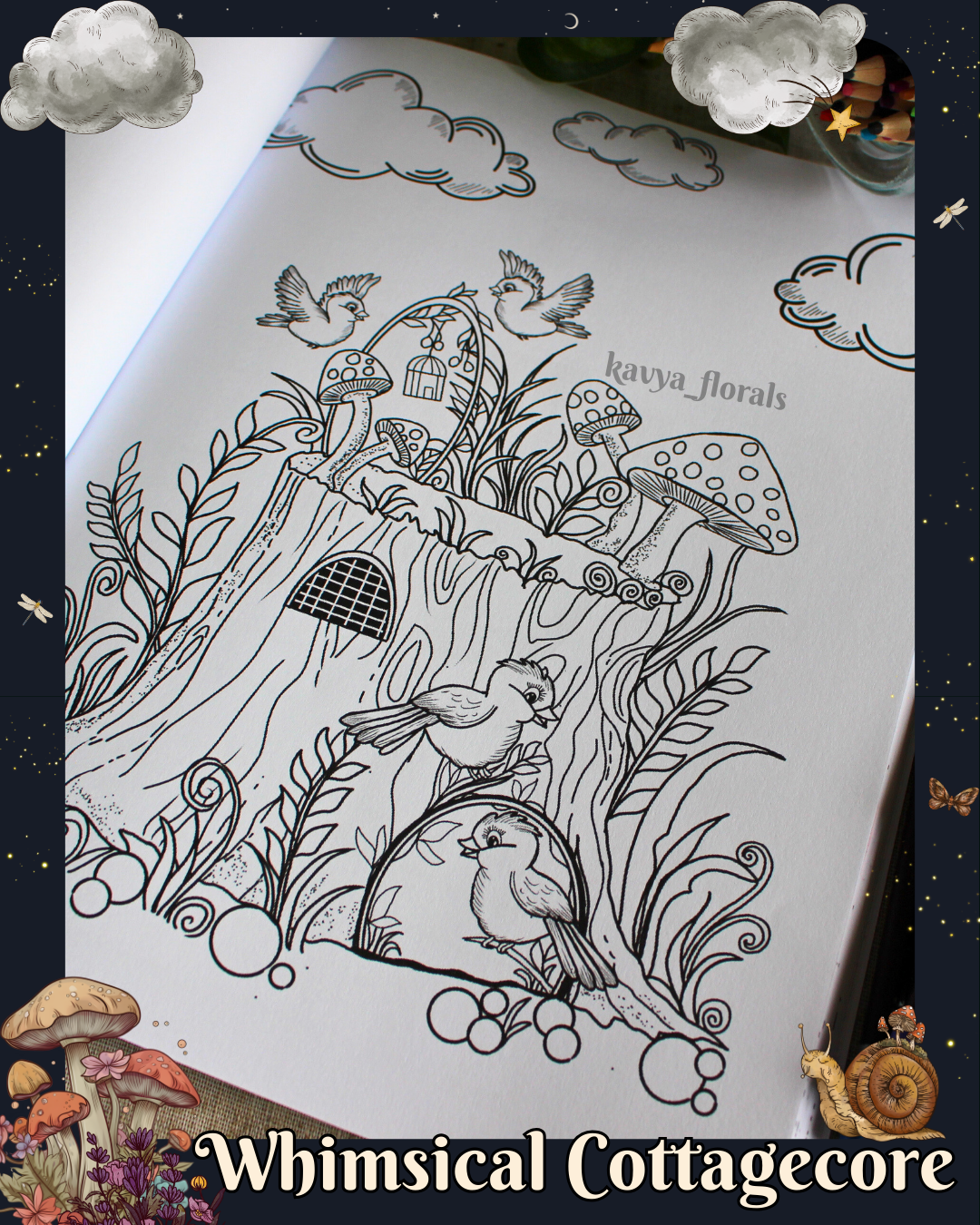 Anxiety Colouring Journal: Whimsical Cottagecore