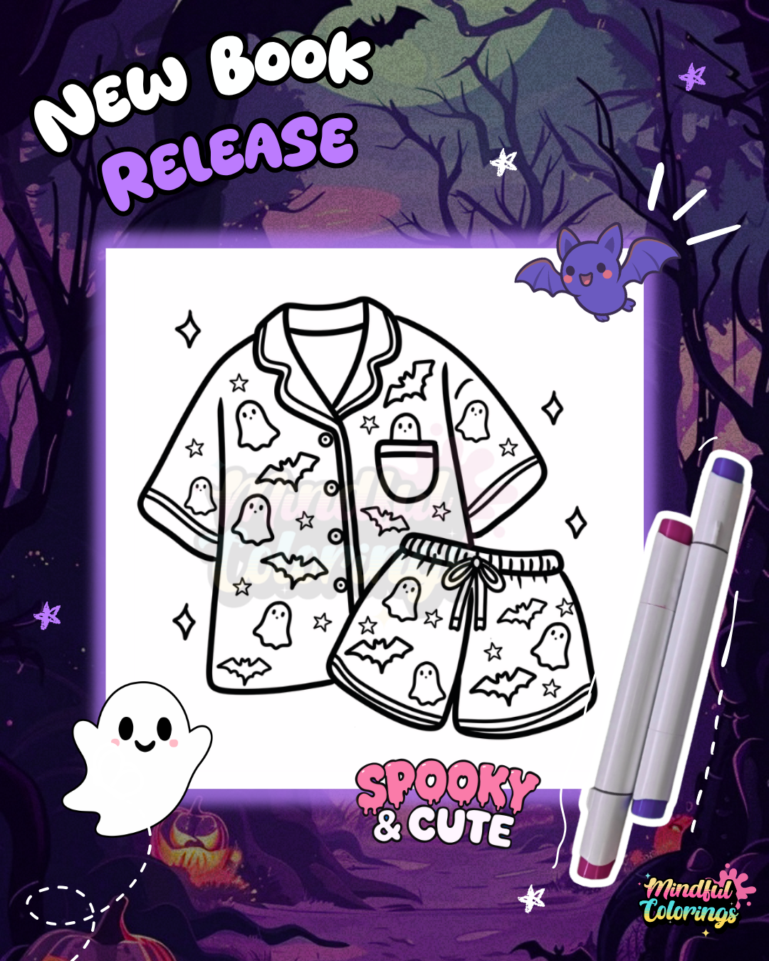 Spooky & Cute Coloring Book