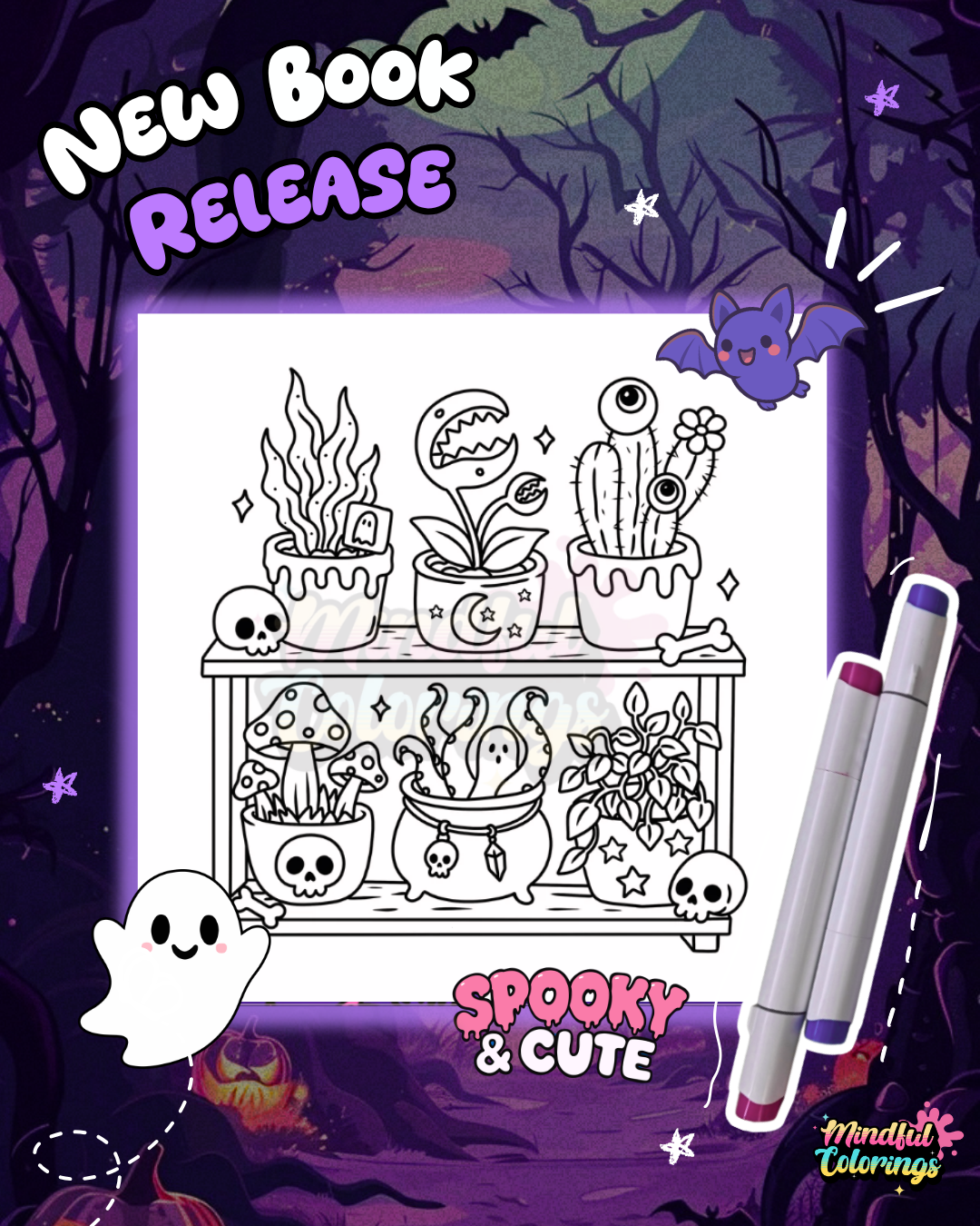 Spooky & Cute Coloring Book