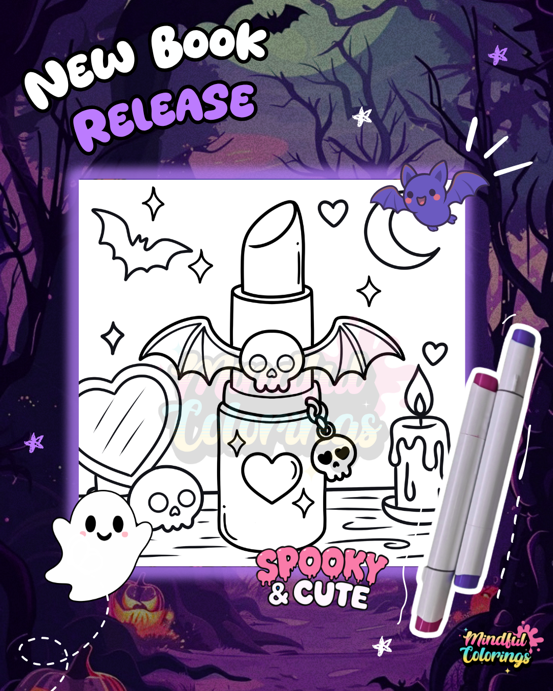 Spooky & Cute Coloring Book