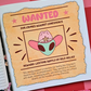 Wanted poster with alien design on a colorful background