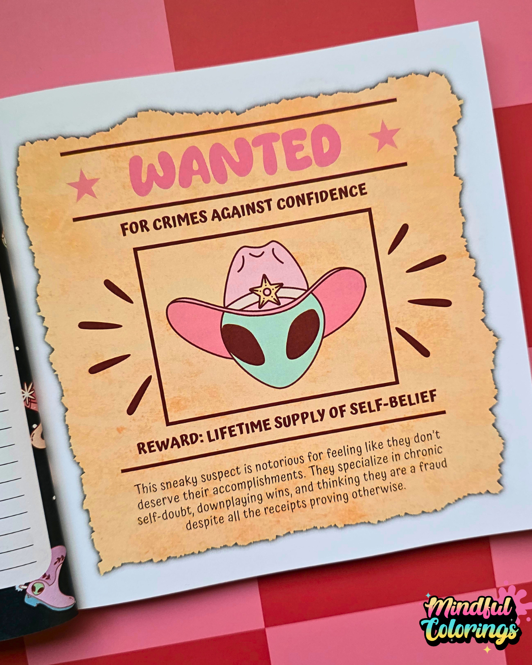 Wanted poster with alien design on a colorful background