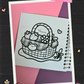 Frog-themed picnic basket filled with strawberries and flowers coloring page from the Frogcore Adventures mini coloring book