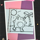 Cute frog roller skating under the sun beside a palm tree coloring page from the Frogcore Adventures mini coloring book.